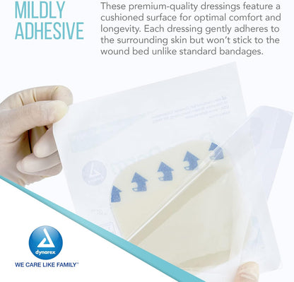 Dynarex DynaDerm - Hydrocolloid Dressing - Extra Thin, 4" x 4", 10ea/bx, 12bxs/cs (120 Count)