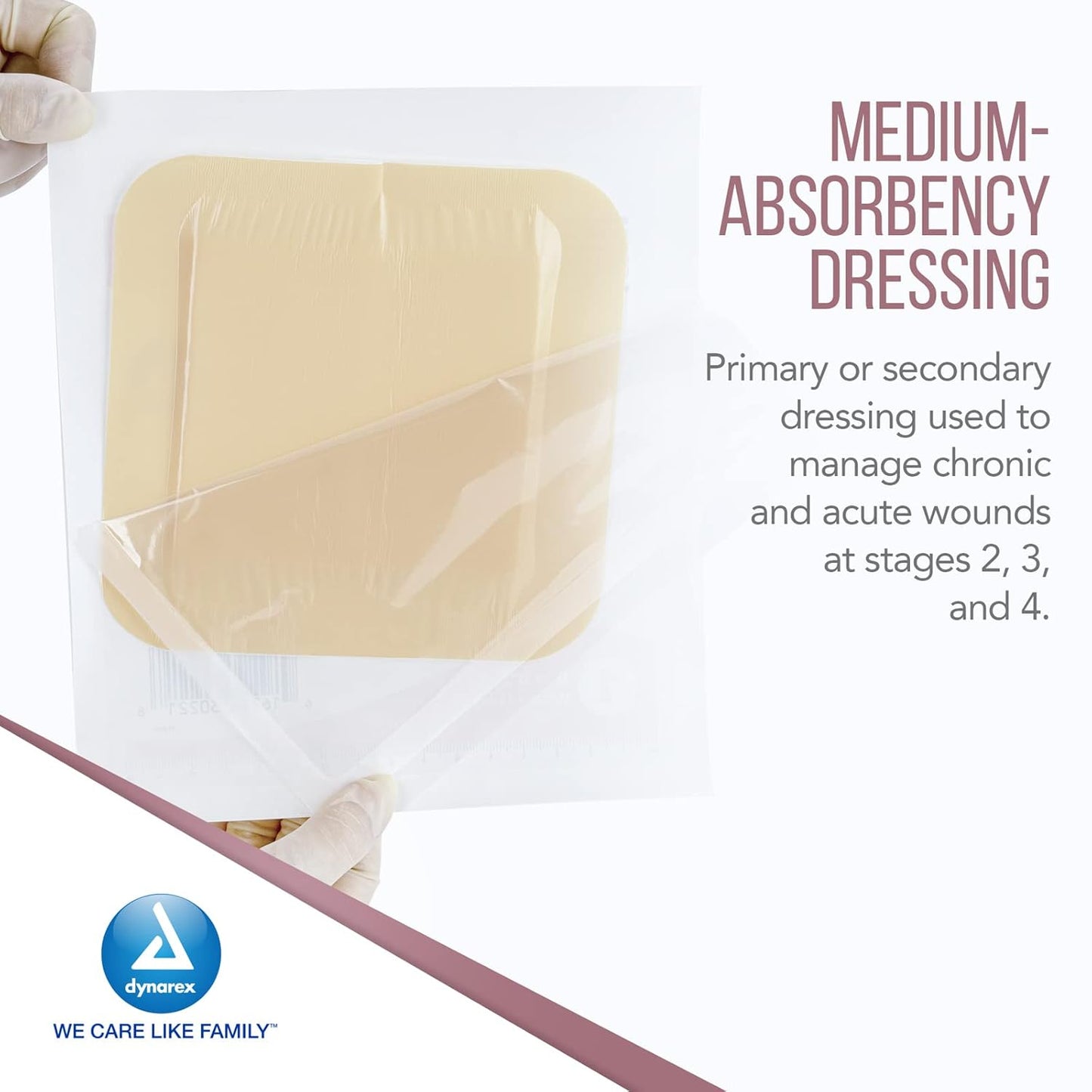 Dynarex DynaLevin - Waterproof Adhesive Bordered Foam - 10ea/bx, 12bxs/cs (120 Count)