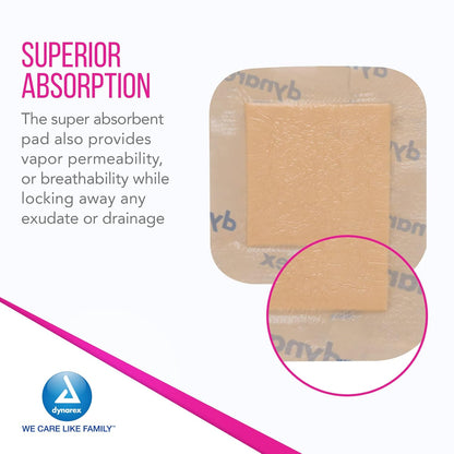 Dynarex SiliGentle - Silicone Bordered Foam Dressing, 10ea/bx, 12bxs/cs (120 Count)
