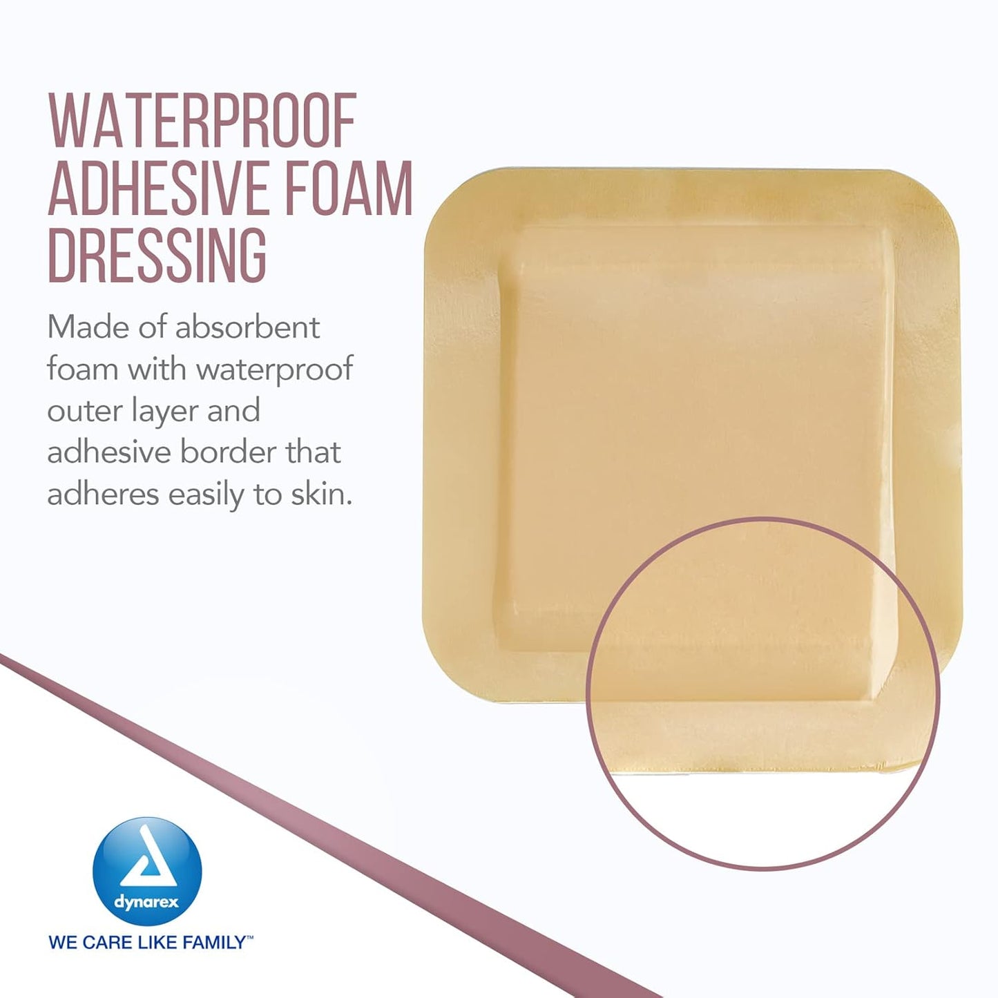 Dynarex DynaLevin - Waterproof Adhesive Bordered Foam - 10ea/bx, 12bxs/cs (120 Count)