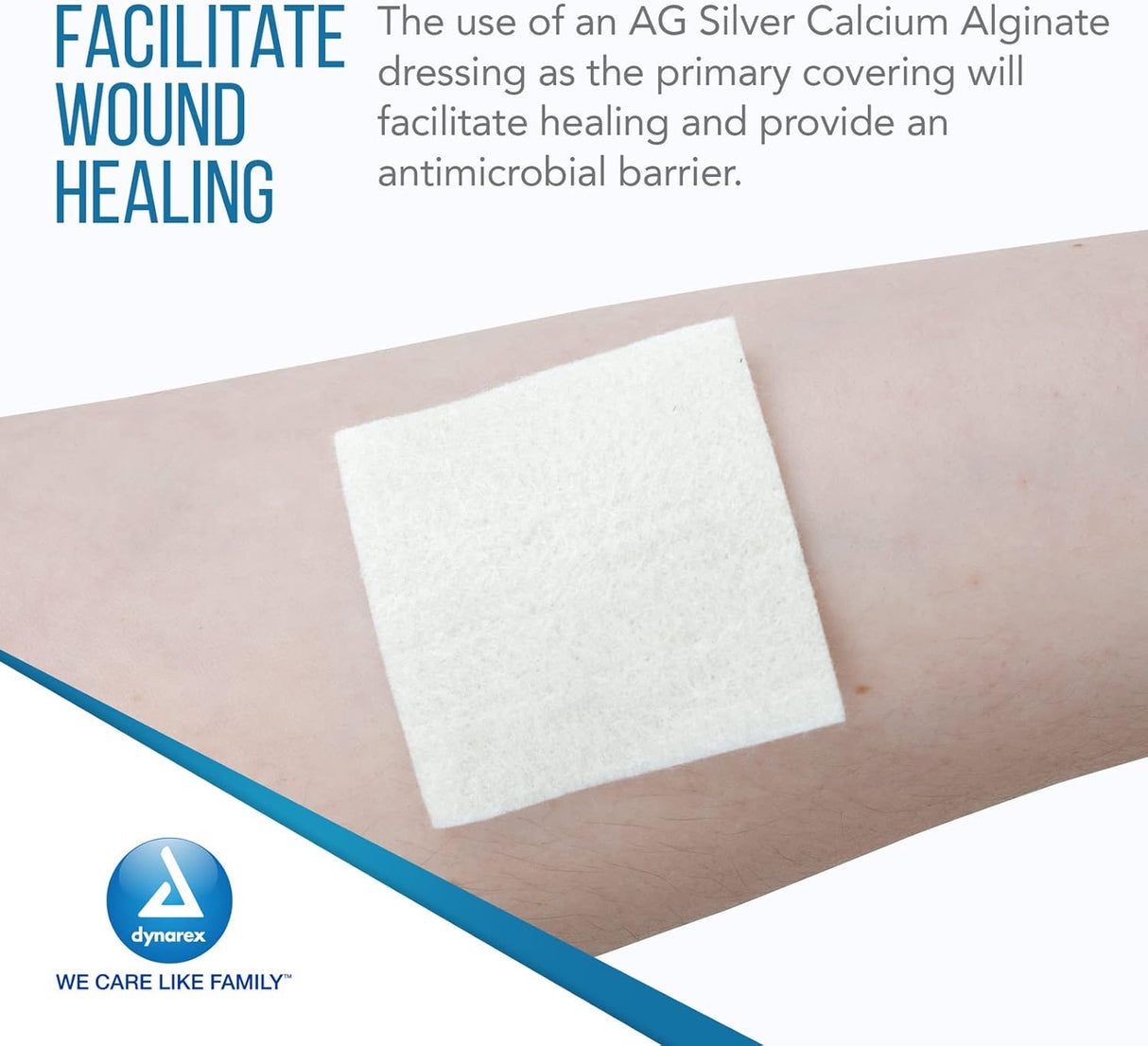 Dynarex DynaGinate AG - Silver Calcium Alginate Dressing, 4" x 8", 5ea/bx, 10bxs/cs (50 Count)