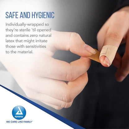 Dynarex Adhesive Fabric Bandages Fingertip - Sterile, 1 3/4" x 2" (2500 Count)