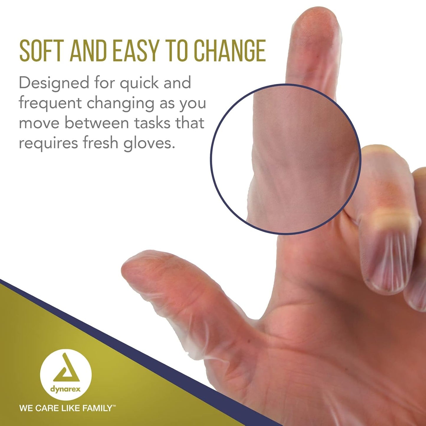 Dynarex Safe-Touch Vinyl Exam Gloves, 3 Mil Thick, Powder-Free, 100/bx, 10bxs/cs (1000 Count)