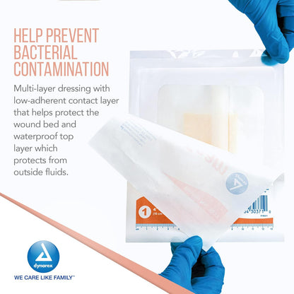 Dynarex DynaFoam - Waterproof Bordered Foam  10ea/bx, 12bxs/cs (1200 Count)