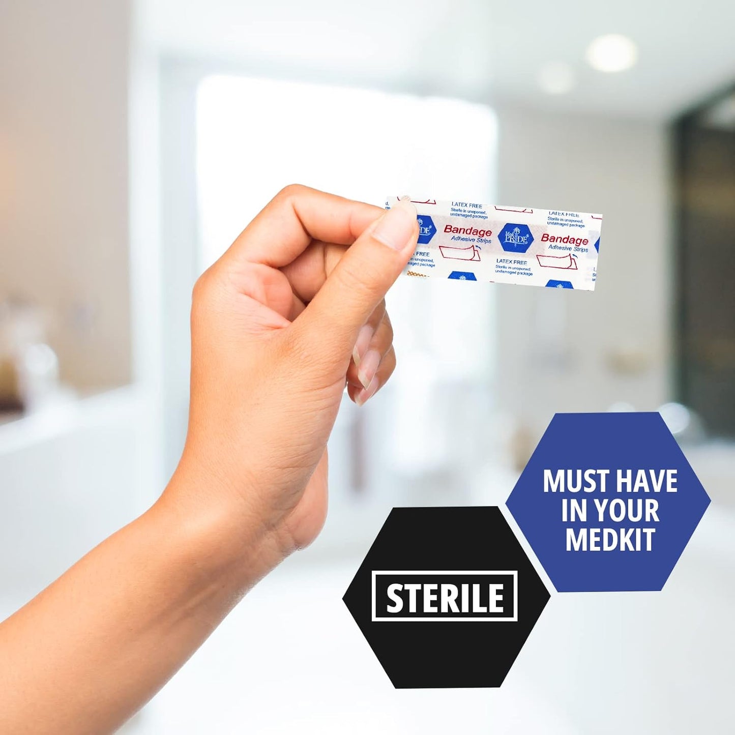 MedPride Sheer Strip Adhesive Bandage , First Aid Strips with Hypoallergenic Adhesive Sterile, 1"x3" - 100/Box, Case of 24 (2400 Count)