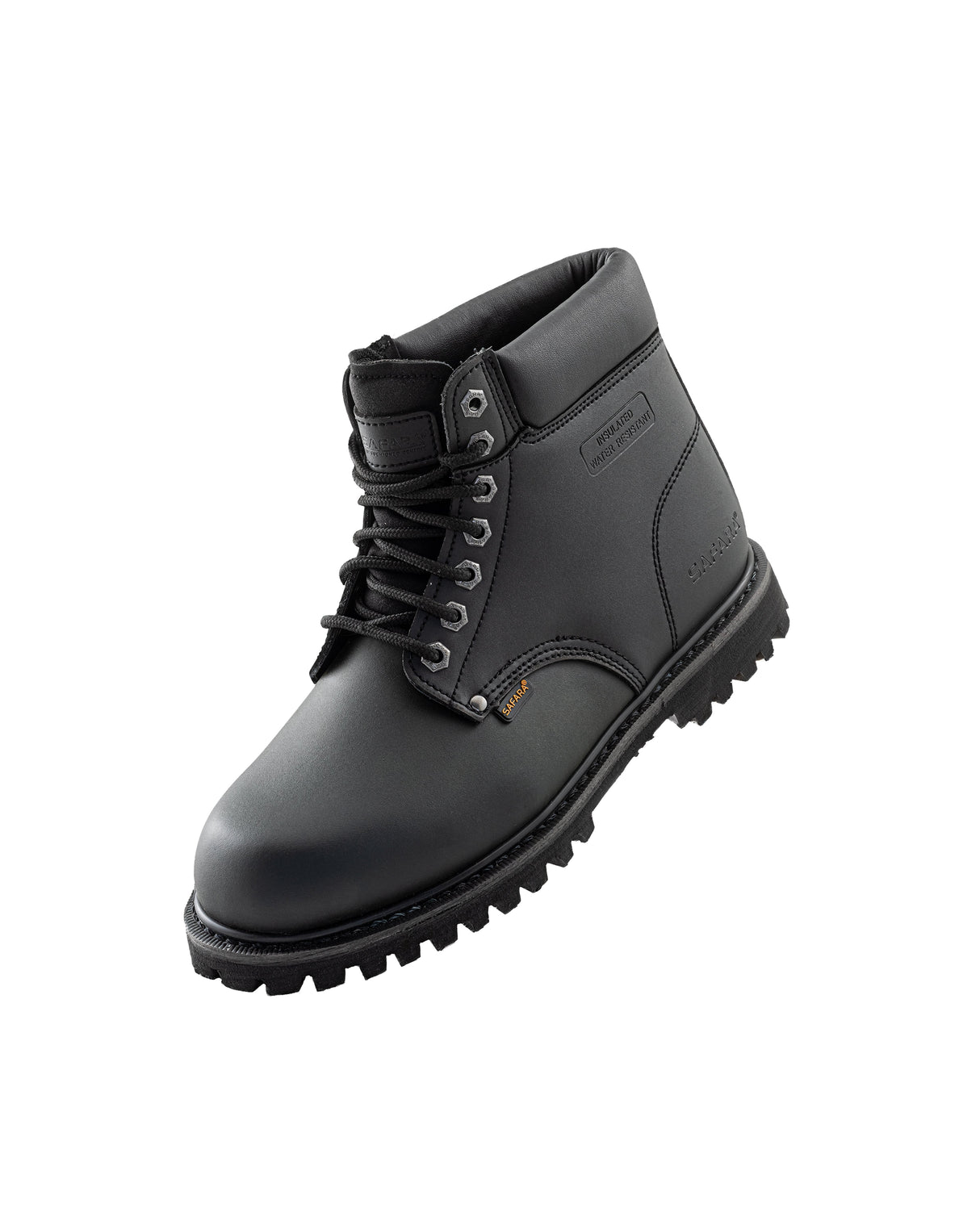 Safara Premium Black Leather 6" Steel Toe Water Resistant Work Boots [R662S]