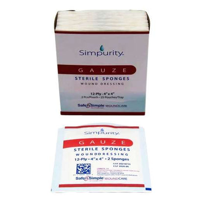 Safe N Simple Simpurity Gauze Sterile Sponge, 4 x 4 - 12 ply (400 Count)