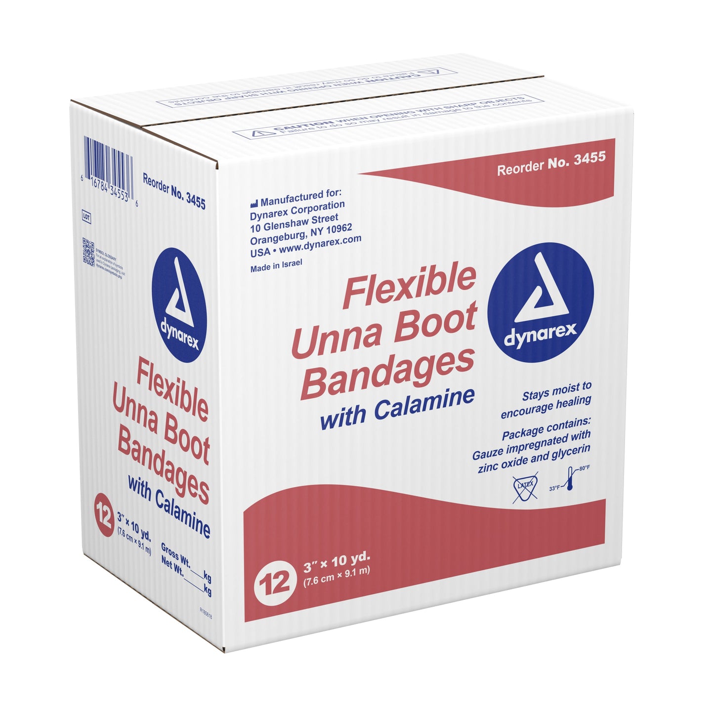Dynarex Unna Boot Bandages w/ Calamine - 12ea/cs (12 Count)