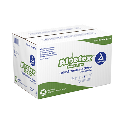 Dynarex AloeTex Latex Gloves w/ Aloe - 100ea/bx, 10bxs/cs (1000 Count)