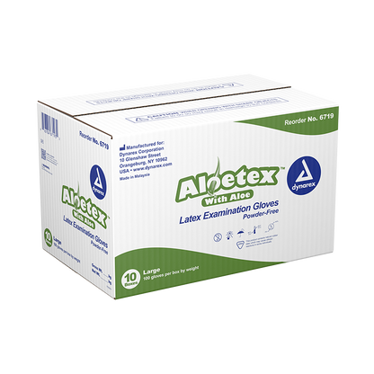 Dynarex AloeTex Latex Gloves w/ Aloe - 100ea/bx, 10bxs/cs (1000 Count)