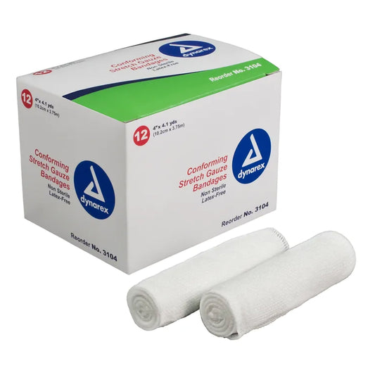Dynarex Stretch Gauze Bandage Roll, 12ea/bx 8bxs/cs (96 Count)