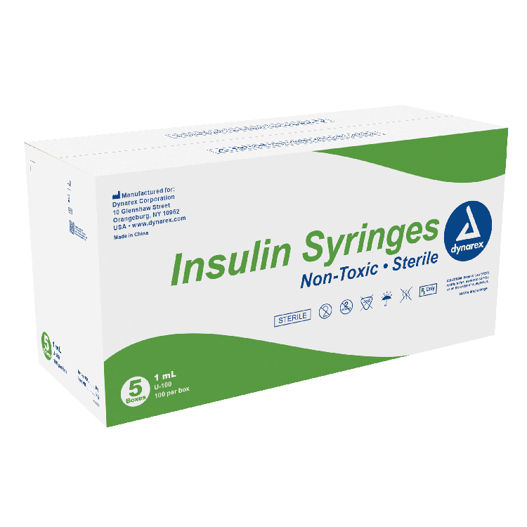 Dynarex Insulin Syringe - Non-Toxic, Individual Wrapped (500 Count)