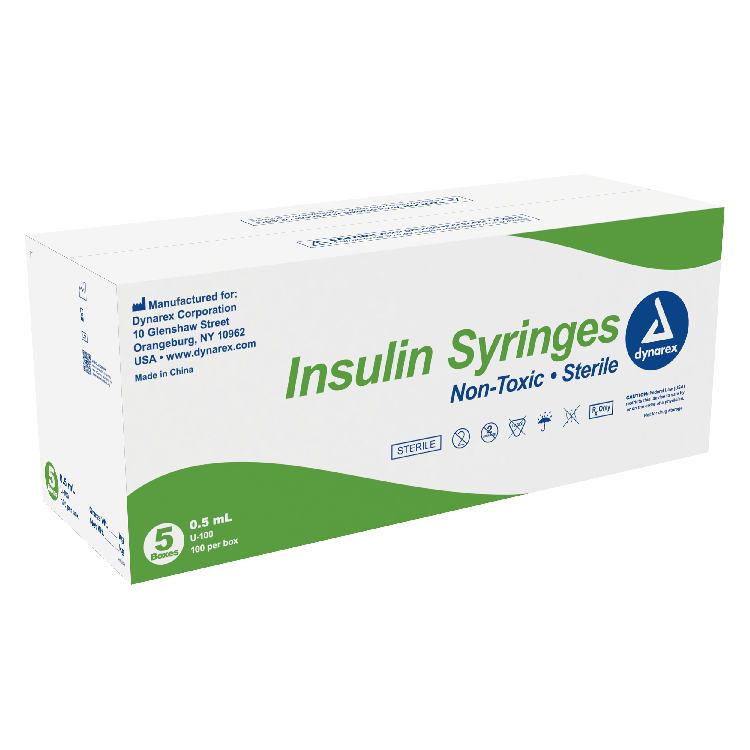 Dynarex Insulin Syringe - Non-Toxic, Multi-Pack (500 Count)