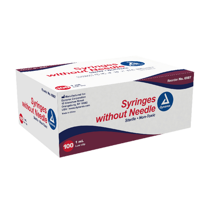 Dynarex Syringe without Needle - Non Toxic - Luer Slip, 1cc - 100ea/bx, 10bxs/cs (1000 Count)