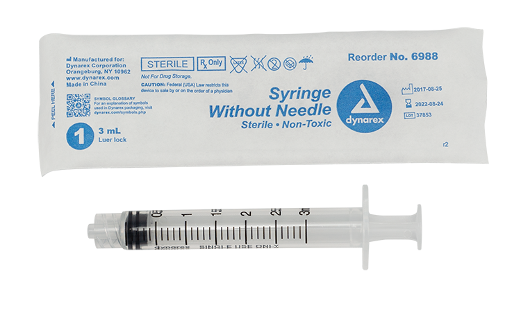 Dynarex Syringe without Needle - Non Toxic - Luer Lock