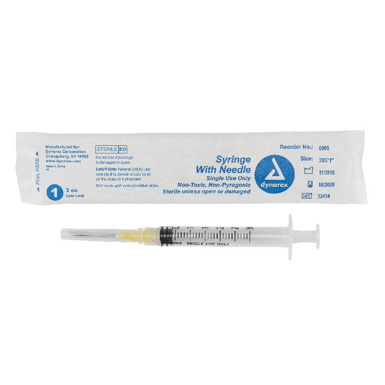 Dynarex Syringes With Needle - 3cc (800 Count)