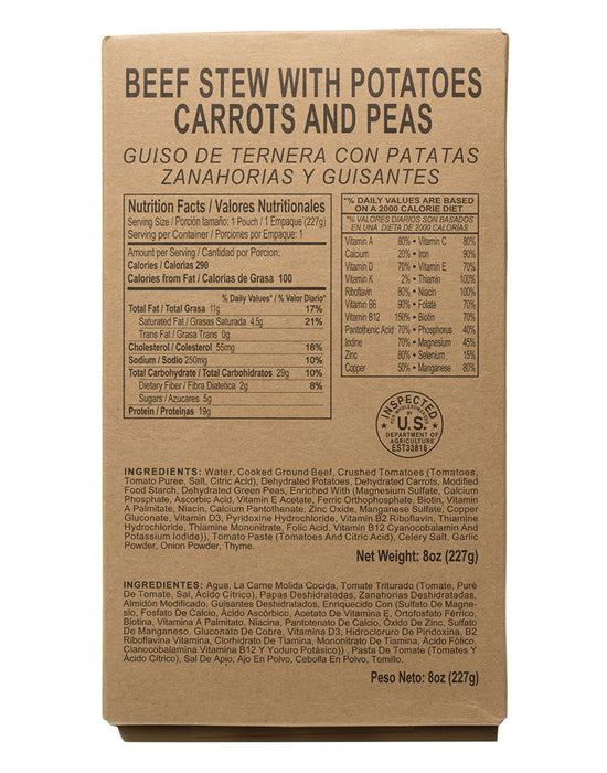 Case of 12 Single Complete MRE Meals – Standard Variety without Heaters