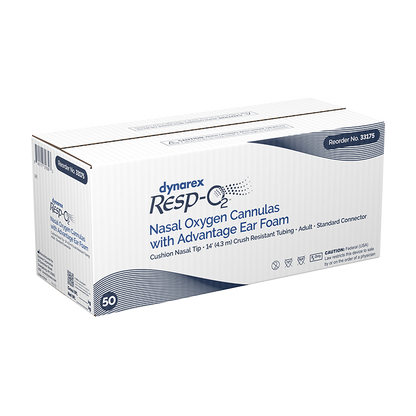 Dynarex Resp-O2 Nasal Oxygen Cannula, Cushion Tip w/Advantage Ear Foam (50 Count)