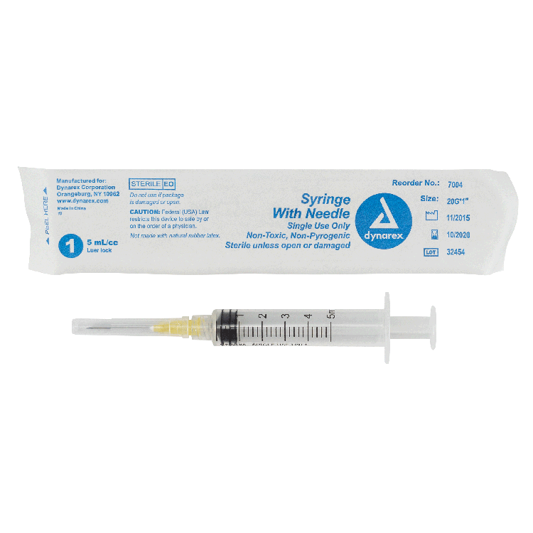 Dynarex Syringes With Needle - 5cc (400 Count)