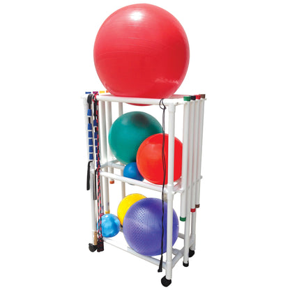 MJM International 7012 Ball rack and weight bar mobile combo cart