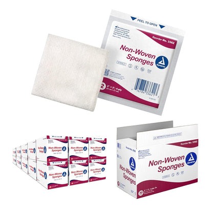 Dynarex Non-Woven Sponge - Sterile 2's, 2" x 2" 4 Ply - 50ea/bx, 30bxs/cs (1500 Count)