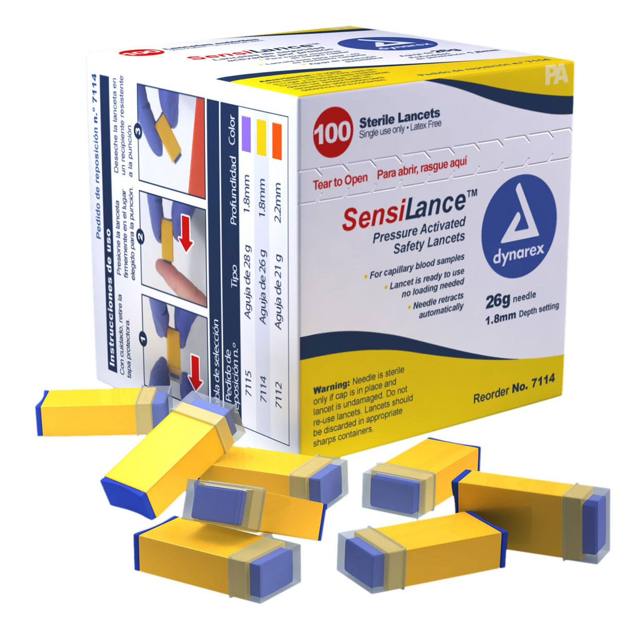 Dynarex Safety Lancets - Button and Pressure (1000 Count)
