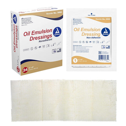 Dynarex Oil Emulsion Dressing, 3" x 8", 24ea/bx 6bxs/cs (144 Count)