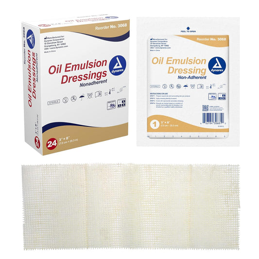 Dynarex Oil Emulsion Dressing, 3" x 8", 24ea/bx 6bxs/cs (144 Count)
