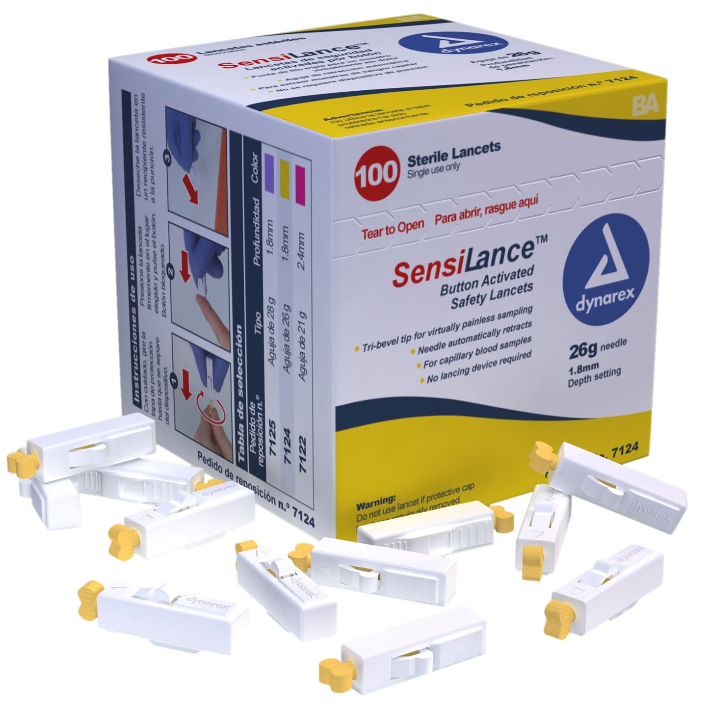 Dynarex Safety Lancets - Button and Pressure (1000 Count)