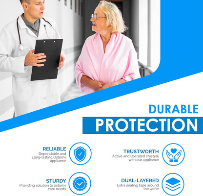 Safe N Simple 9" Drainable One Piece Pouch Standard Wear Cut to Fit Transparent with Velcro Closure (80 Count)