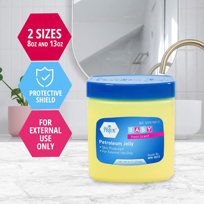 MedPride Petroleum Jelly With Fresh Baby Scent  - Blue - 8 oz - 24/cs.