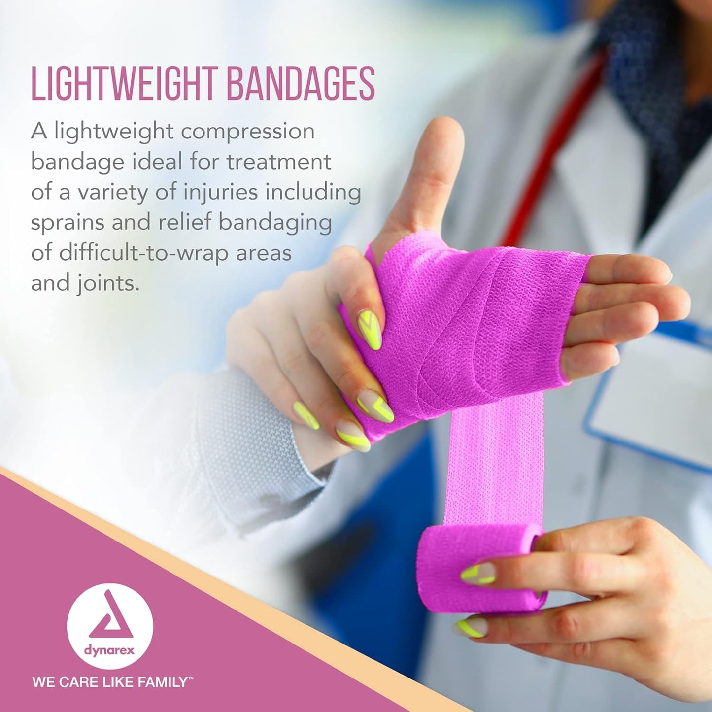 Dynarex Sensi Wrap, Self-Adherent, Pink