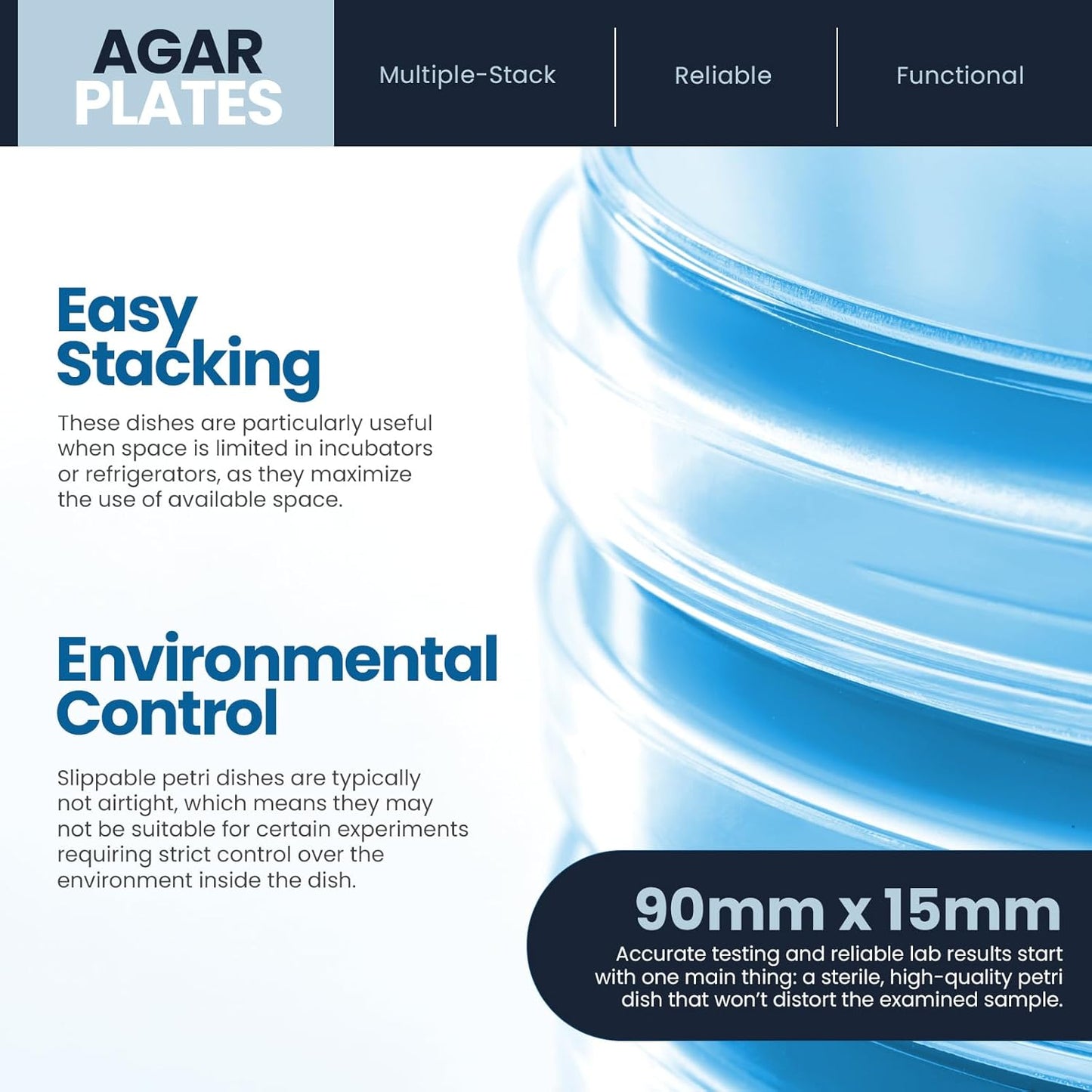 MedPride Slippable Petri Dishes with Lids, Sterile 90mmx15mm -  20 Pack of 25 (500 Count)