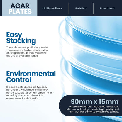 MedPride Slippable Petri Dishes with Lids, Sterile 90mmx15mm -  20 Pack of 25 (500 Count)