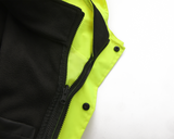 Kiwi High Visibility 3-in-1 Hooded & Fleece Lined ANSI/ISEA 107-2020, Type R, Class 3 Two Tone, Contrast Trimmed Water Resistant Neon Safety Jacket [R71500]