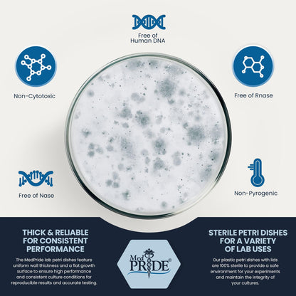 MedPride Stackable Petri Dishes with Lids, Sterile 90mmx15mm -  20 Pack of 25 (500 Count)