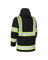 Kiwi High Visibility 3-in-1 Hooded & Fleece Lined ANSI/ISEA 107-2020 Reflector Contrast Trimmed Water Resistant Black Safety Jacket [R71600]