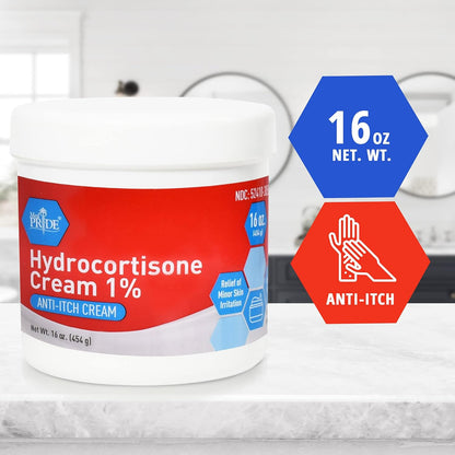 MedPride 1% Hydrocortisone Cream Maximum Strength Anti Itch Cream - 16oz. Jars - 24/cs.