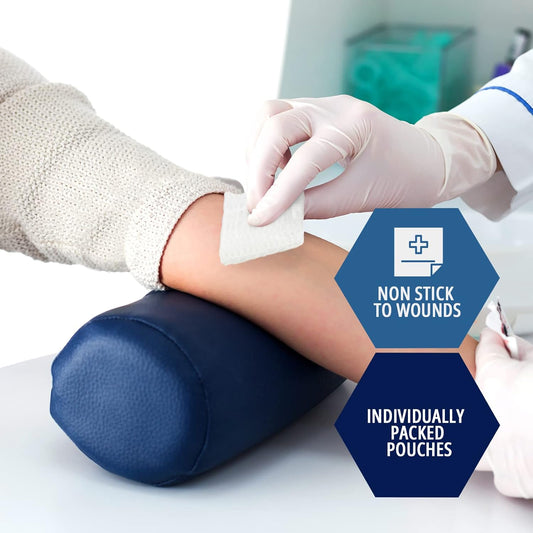 MedPride Sterile Gauze Pads for Wound Dressing & First Aid Kit - 1's, 2"x2" - 12 Ply - 100/box, Case of 24 (2,400 Count)