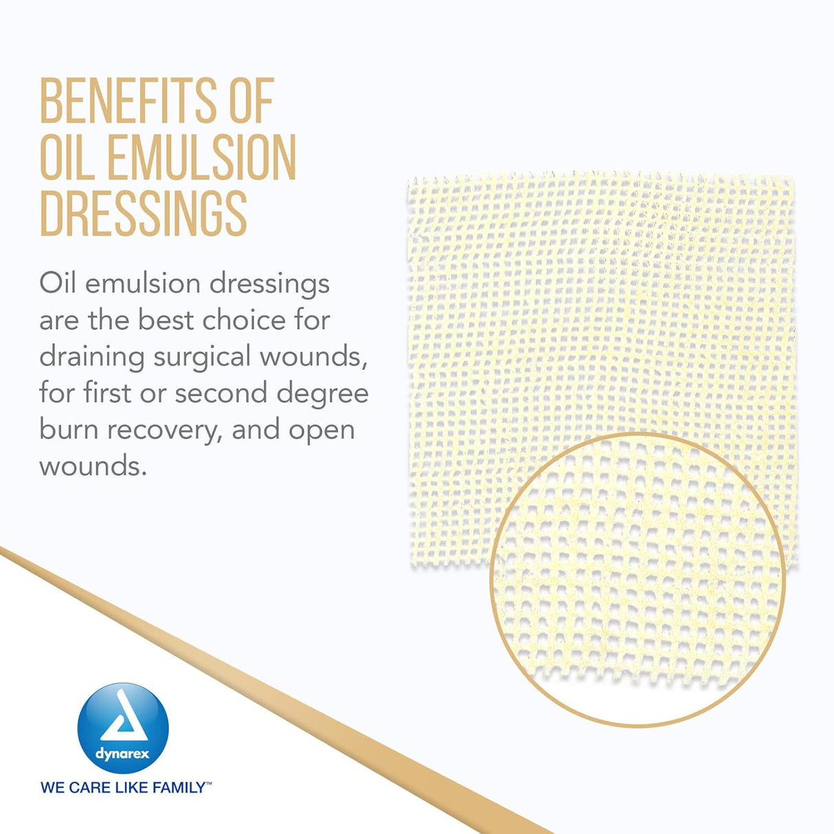 Dynarex Oil Emulsion Dressing, 3" x 3", 50ea/bx 4bxs/cs (100 Count)