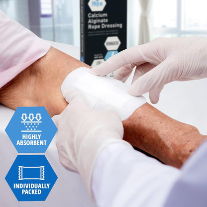 MedPride Calcium Alginate Rope Dressing, Sterile Hydrophilic Wound Dressing Rope for Open Wounds, Burns, Ulcers & Minor Traumas, 3/4"x12" - 5/Pack, Case of 12 (60 Count)