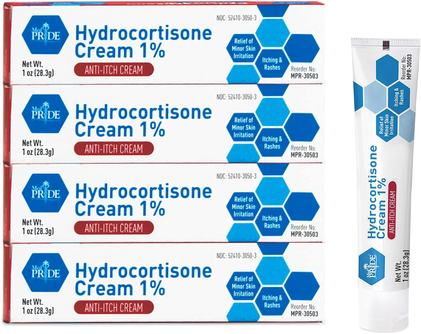 MedPride Hydrocortisone Cream 1% Dermatitis Cream Anti Itch Cream for Itchy Skin Relief, 1oz. Tubes - Indv. Boxed - 72/cs.