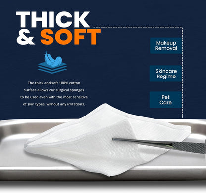 Medpride All Gauze Surgical Sponge Non-Sterile - 4”x 4”, 12-ply Extra Absorbent Sponges, 200/Box, Case of 10 (2,000 Count)