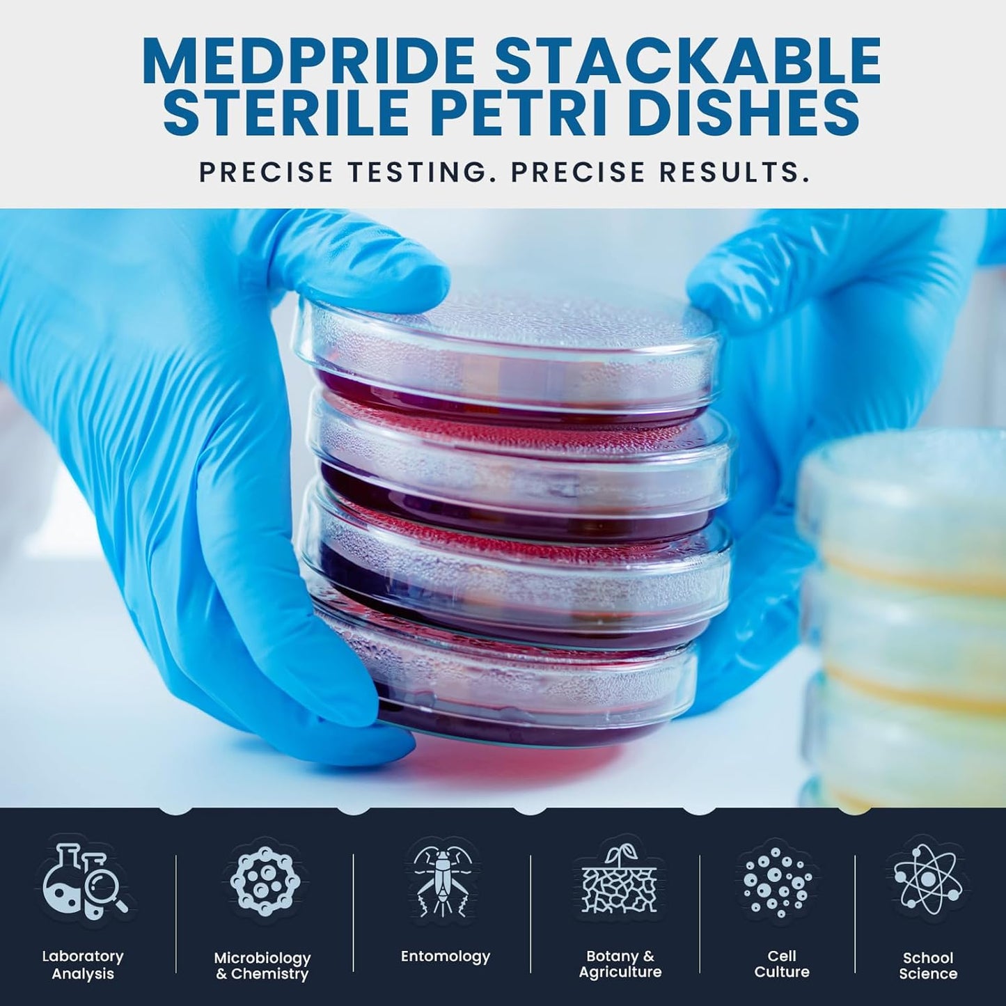 MedPride Stackable Petri Dishes with Lids, Sterile 90mmx15mm -  20 Pack of 25 (500 Count)