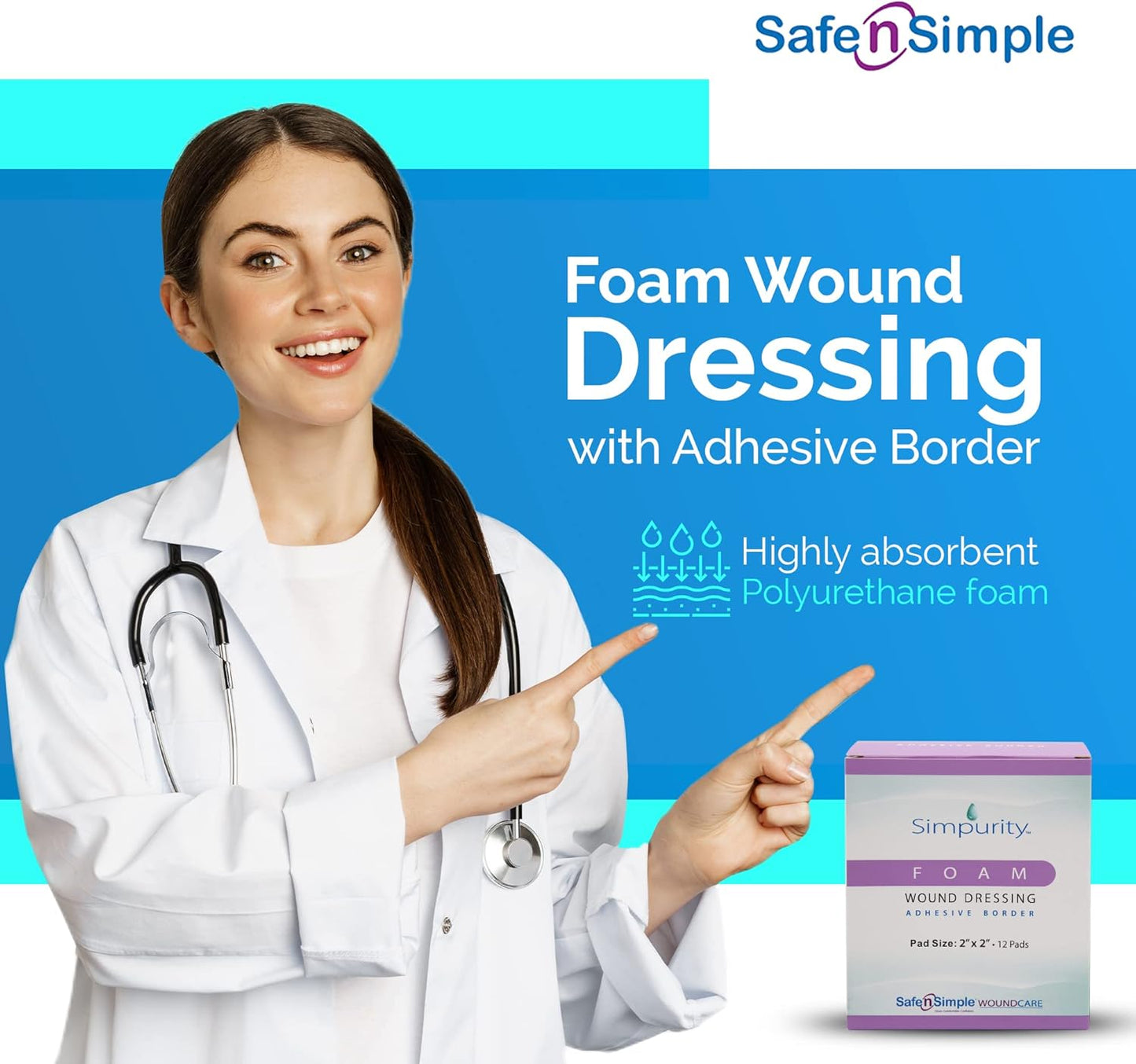 Safe N Simple Simpurity Foam with Adhesive Border (192 Count)