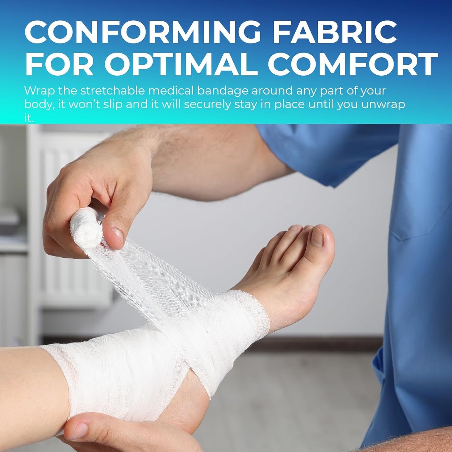 MedPride Conforming Stretch Gauze Bandage Roll -  Non-Sterile - 12 Rolls, Case of 8 (96 Count)