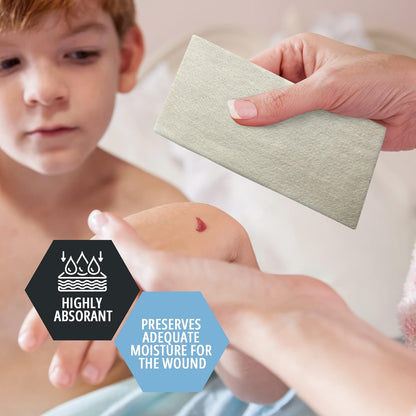 MedPride Antimicrobial Calcium Alginate Wound Dressing Pads, Highly Absorbent, 4” x 8”, Promotes Faster Healing - 5/Box, Case of 20 (100 Count)