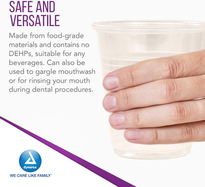 Dynarex Clear Plastic Cups - 100ea/bx, 25bxs/cs (2500 Count)