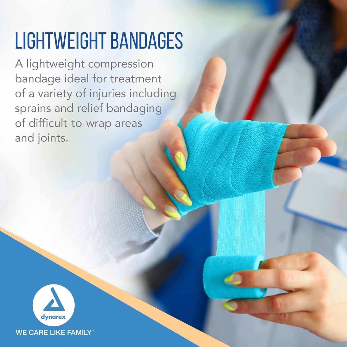 Dynarex Sensi Wrap, Self-Adherent, Light Blue