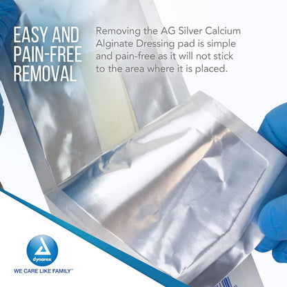 Dynarex DynaGinate AG - Silver Calcium Alginate Rope Dressing, 1/4" x 12"- 5ea/bx, 10bxs/cs (50 Count)